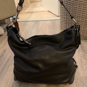 Coach black leather shoulder bag